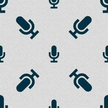 Microphone icon sign. Seamless pattern with geometric texture. イラスト素材