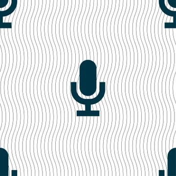 Microphone icon sign. Seamless pattern with geometric texture. イラスト素材