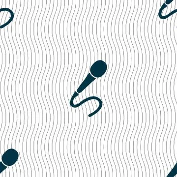 Microphone icon sign. Seamless pattern with geometric texture. Illustrazione stock
