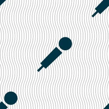 Microphone icon sign. Seamless pattern with geometric texture. Stockillustratie