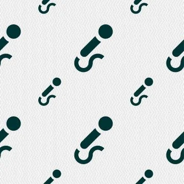 Microphone icon sign. Seamless pattern with geometric texture. 스톡 일러스트