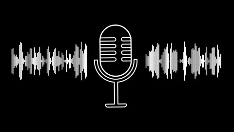 Microphone icon with sound wave animation in black background 動画素材 296545162