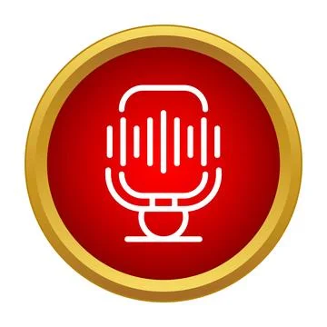 Microphone icon with sound waves in red button Stock-Illustration