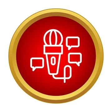 Microphone icon with speech bubbles representing communication Stock Illustration