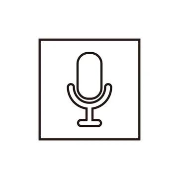 A microphone icon in a square box. Vector. Stock Illustration