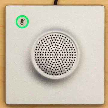 Microphone icon switch, and loudspeaker on wood background for conferencing r Foto stock
