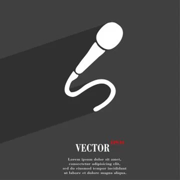 Microphone icon symbol Flat modern web design with long shadow and space for  Stock Illustration
