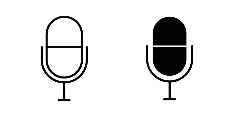 Microphone icon symbol  illustration bundle in black colour Stock Illustration