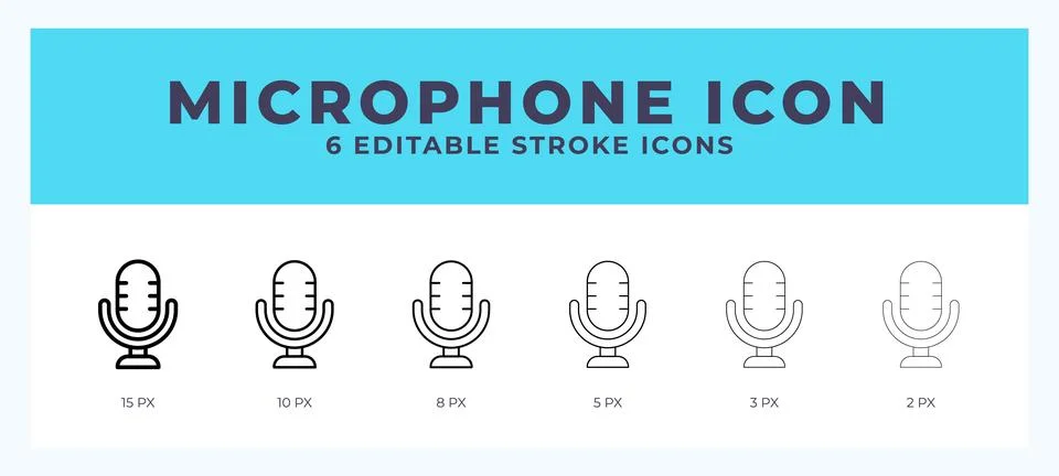 Microphone icon symbol. Isolated. Vector illustration with editable stroke. Stockillustratie