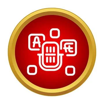 Microphone icon translating multiple languages global communication Stock Illustration