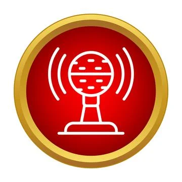 Microphone icon transmitting sound waves podcasting recording Illustrazione stock