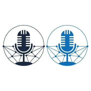 Microphone icon vector circle tecnology logo design modern icon vector logos Illustrazione stock