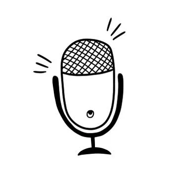 Microphone icon vector Doodle illustration. Linear image of the microphone for Stock Illustration