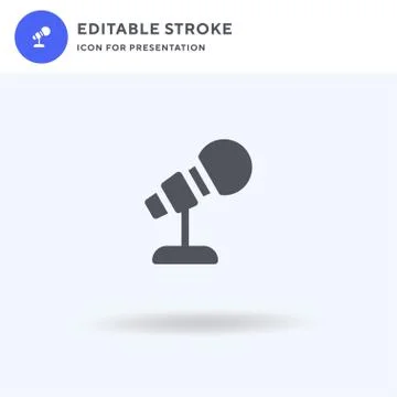 Microphone icon vector, filled flat sign, solid pictogram isolated on white,  Stock Illustration