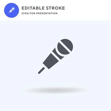 Microphone icon vector, filled flat sign, solid pictogram isolated on white,  Stock Illustration