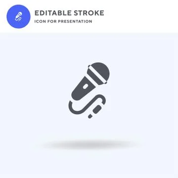 Microphone icon vector, filled flat sign, solid pictogram isolated on white Stock Illustration