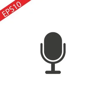 Microphone Icon vector flat design on white background. Stock Illustration