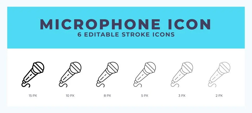 Microphone icon vector illustration. With editable stroke for web. App and .. 스톡 일러스트