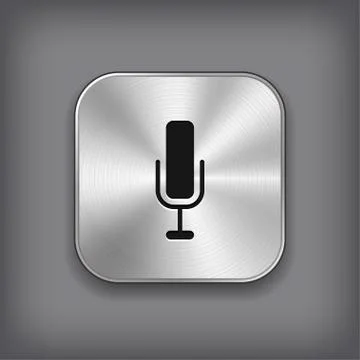 Microphone  icon - vector metal app button Stock Illustration