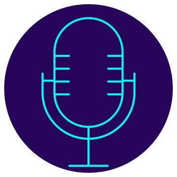 Microphone icon. Vector pictogram with thin lines on a circular background Stock Illustration