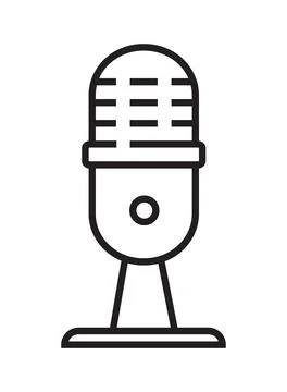 Microphone icon vector in thin line style. Voice over sign. Microphone symbol Illustrazione stock
