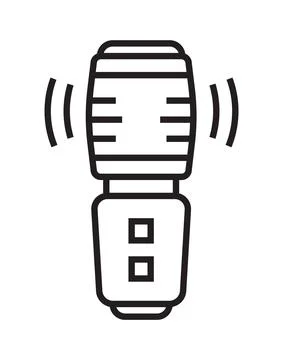 Microphone icon vector in thin line style. Voice over sign. Microphone symbol Stock Illustration