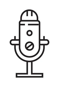 Microphone icon vector in thin line style. Voice over sign. Microphone symbol 스톡 일러스트