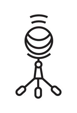 Microphone icon vector in thin line style. Voice over sign. Microphone symbol Illustrazione stock
