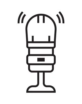 Microphone icon vector in thin line style. Voice over sign. Microphone symbol Stock Illustration