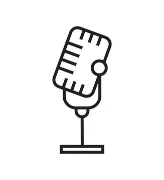 Microphone icon vector in thin line style. Voice over sign. Microphone symbol Stock Illustration