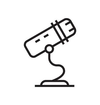 Microphone icon vector in thin line style. Voice over sign. Microphone symbol Stock Illustration