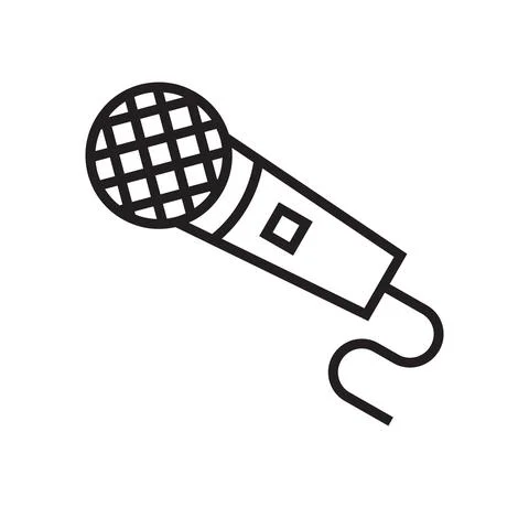 Microphone icon vector in thin line style. Voice over sign. Microphone symbol Stock Illustration