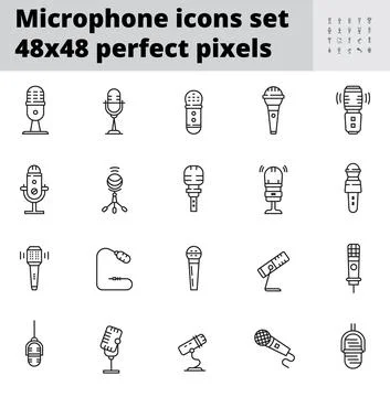 Microphone icon vector in thin line style. Voice over sign. Microphone symbol Stock Illustration