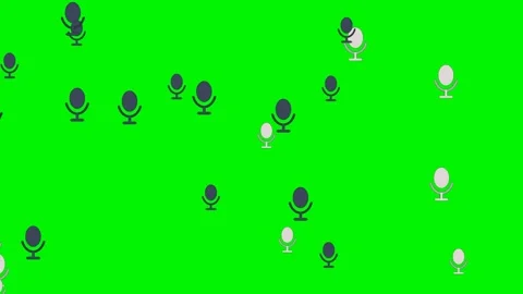 Microphone icons floating on green screen overlay 4K Vídeo Stock 337062483