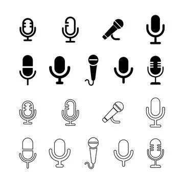 Microphone icons set Stock Illustration