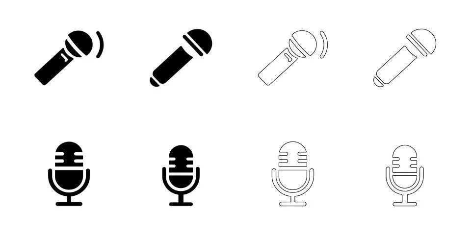 Microphone icons set Illustrazione stock