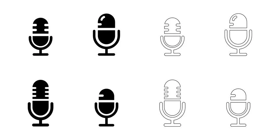 Microphone icons set Stock Illustration