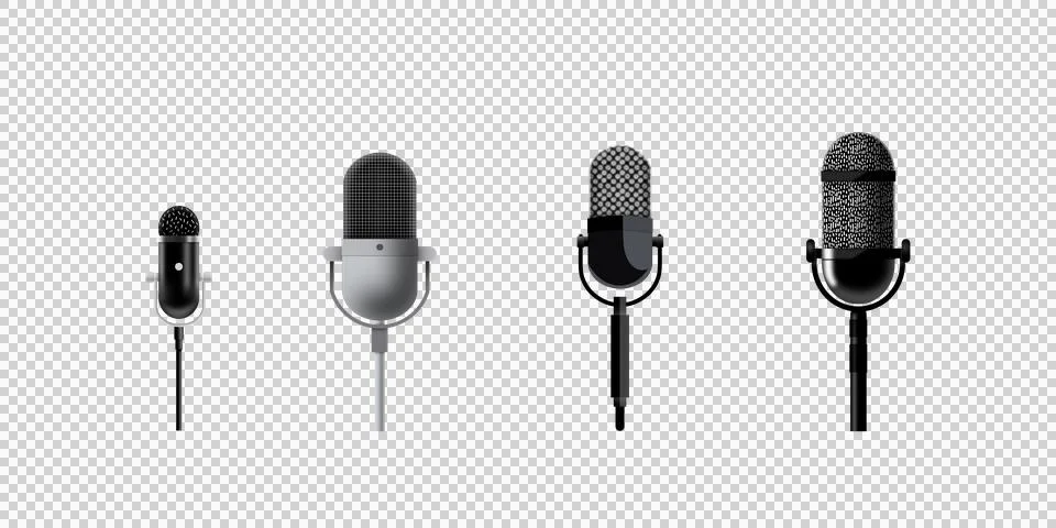 Microphone Icons set, variant microphone icon, Karaoke mic Stock Illustration