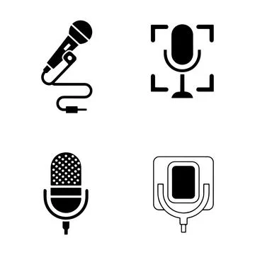Microphone Icons Set Vector Illustration Audio Sound Recording Equipment Stock Illustration