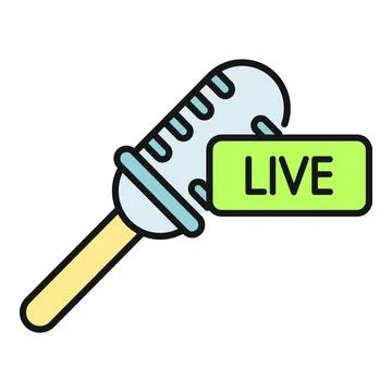 Microphone indicating live streaming broadcast podcast reporting Illustrazione stock