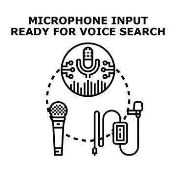 Microphone input ready for voice search assistance Stock Illustration