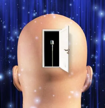 Microphone inside mind Stock Illustration