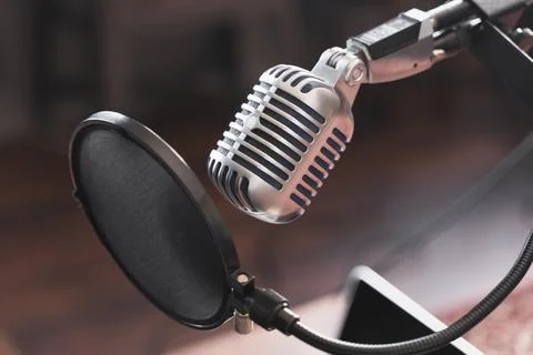 Microphone interview . High quality and resolution beautiful photo concept Stock Photos
