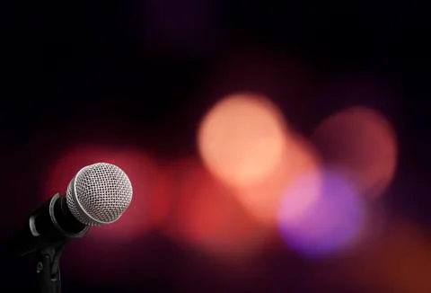 Microphone isolate on out door background Stock Photos