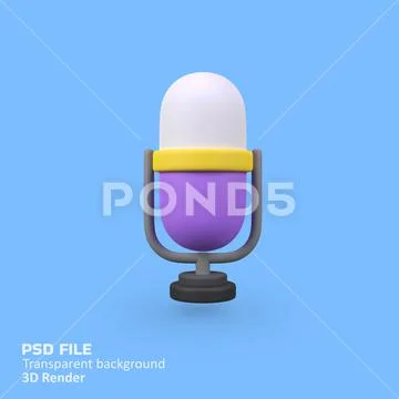 Microphone isolated 3d render icon illustration Modello PSD