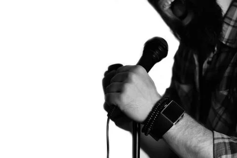 Microphone isolated man hand Stock Photos