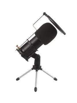 Microphone isolated on white background. Condenser microphone with shock moun Stock Photos