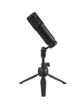 Microphone isolated on white background. Microphone with a desk stand. Stock-Fotos