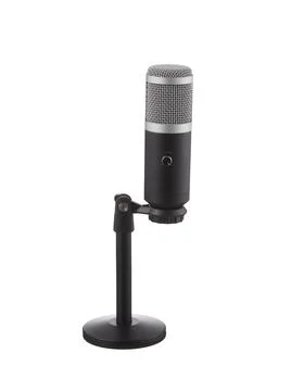 Microphone isolated on white background. Microphone with a desk stand. Stock-Fotos