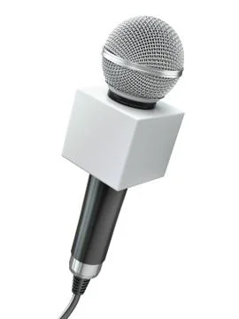 Microphone isolated on white. Caraoke or news concept. Stock Illustration